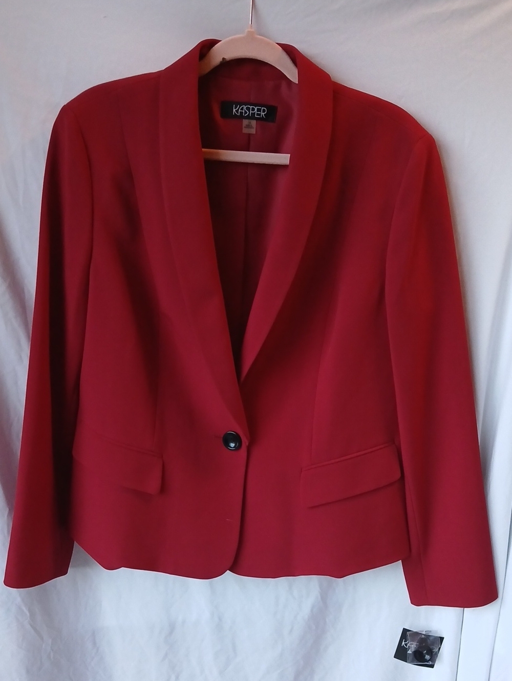 Kasper Red Single-Button Shawl Collar Blazer